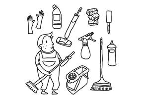 The Caretaker and His Cleaning Stuff vector