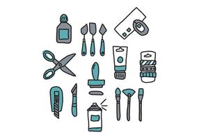 Doodled Blue Craft Tools