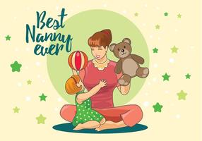 Nanny Playing with Children in the Home Vector 