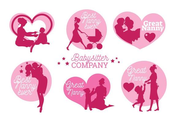Set of Nanny Labels and Badge Vectors 