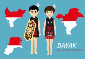 Free Dayak Couple Wearing Traditional Dress Vector