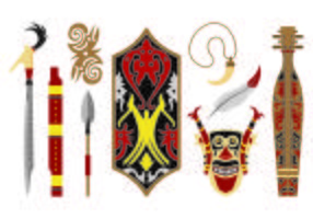 Conjunto de iconos de Dayak vector