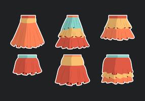 Colección de vectores de faldas coloridas volantes
