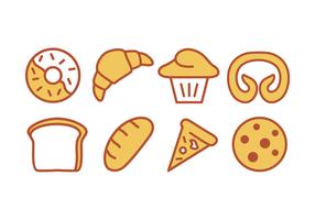 Conjunto de iconos de panadería y panadería vector