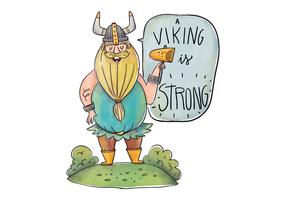 Blondie Viking Character hablando con casco y Speech Bubble con cita vector