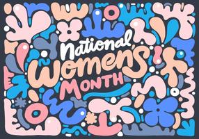 Letras del mes nacional de la mujer vector