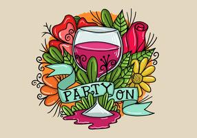 Party On Wine Glass Banner Vector 