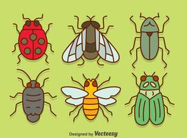 Colección de insectos en vector verde