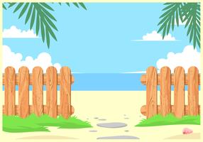 Textured Wooden Fences On The Beach Vector
