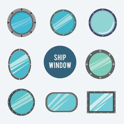 Ship Window in Flat Design Vectors