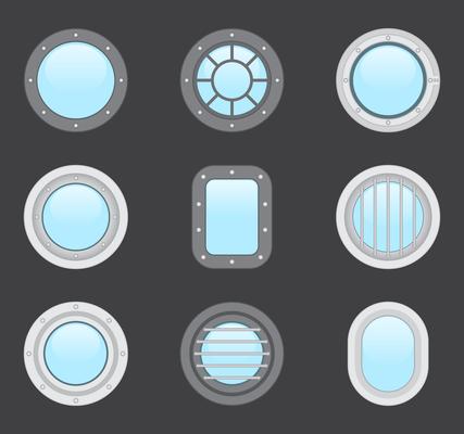 Various Portholes Shape And Color For Airplanes Ships And Submarines