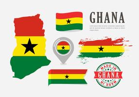 Conjunto de vectores de mapa de Ghana y los iconos