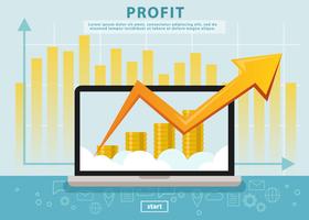 Revenue Profit Of Business With Laptop vector