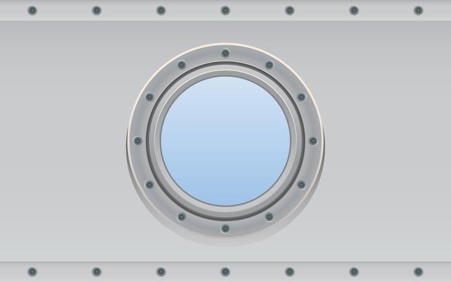 Submarine metal side porthole for underwater