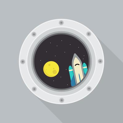 Round porthole on a spaceship vector 