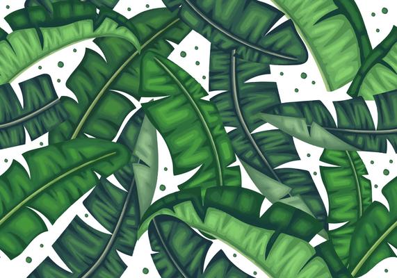 Botanical Banana Leaves Seamless Pattern