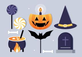 Free Flat Design Vector Halloween Elements Illustration