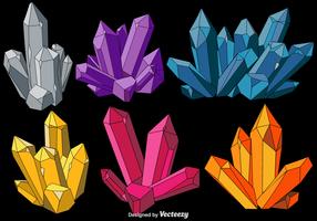 Vector conjunto de cristales de cuarzo coloridos