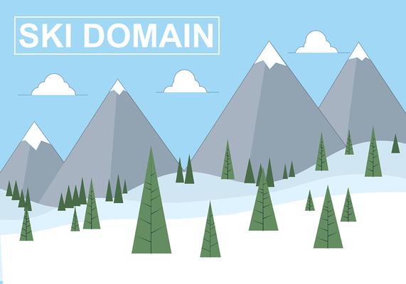 Free Flat Vector Ski Domain Illustration