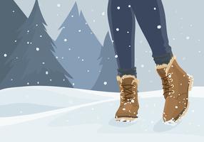 Woman in Snowshoes Free Vector