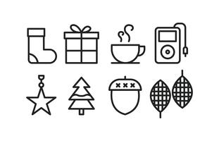 Winter icons in line style vector