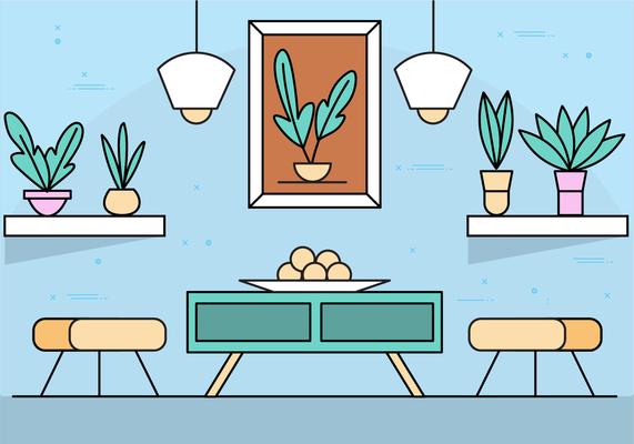 Free Flat Design Vector Room Illustration