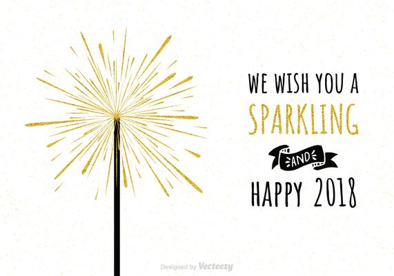 Sparkling Happy 2018 With Gold Fireworks