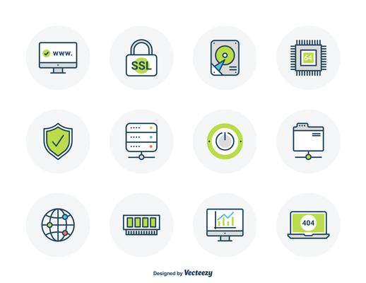 Hosting Filled Outline Icons