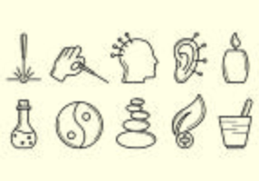 Set Of Acupuncture Icon vector