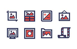 Photography Icon Set with Duotone Colors vector