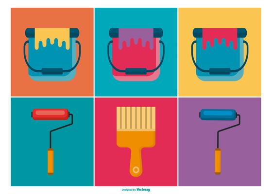 Paint Brushes and Buckets Icon Collection