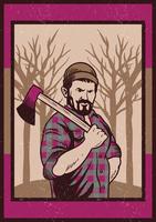 Lumberjack Carrying Axe Vector 