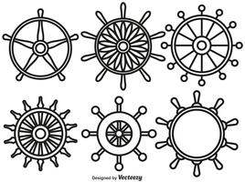 Vector conjunto de iconos de estilo de línea de ruedas de barco