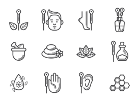 Vector de iconos de acupuntura