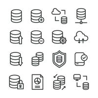 Iconos contorneados sobre la base de datos vector