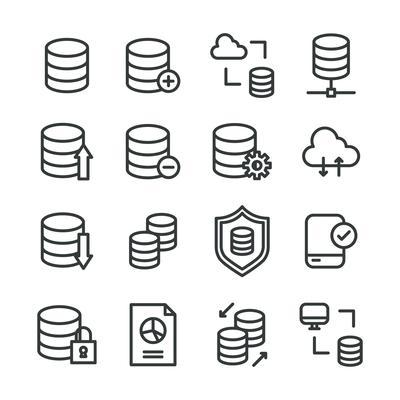 Outlined Icons About Data Base