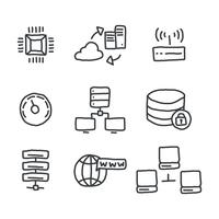 Iconos de base de datos doodled vector