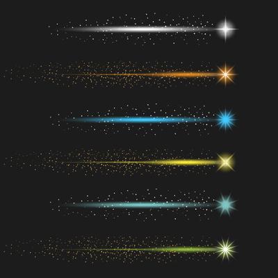 Colorful Stardust With Tail Vector Collection