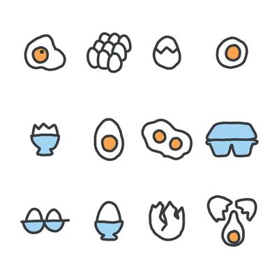 Doodled Set Of Egg Icons