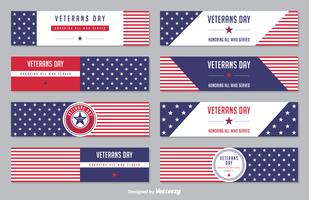 Veterans Day Stars And Stripes Vector Banner Set