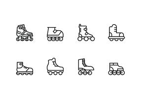 Rollerblade set linear icons vector