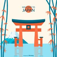 Floating Torii Gate Of Itsukushima Shrine Vector Illustration