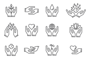 vector de iconos de manos curativas