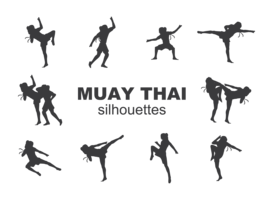 vector de siluetas de muay thai