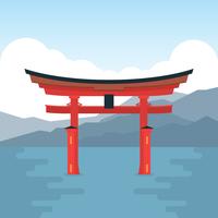 Itsukushima Shrine Torii Japan vector