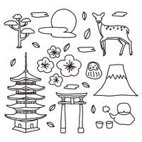 Japanese Elements Doodles vector