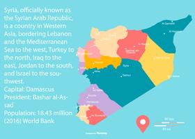 Mapa colorido de Siria con regiones vector