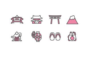Paquete de iconos de Japón vector