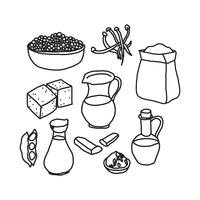 Black  White Doodles About Tofu And Other Vegan Proteins vector