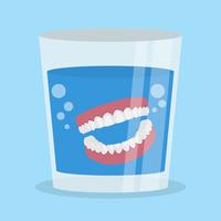 Dentures In Glass Vector 